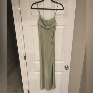 Cowl neck, midi slip dress with slit. US 4 (Medium).